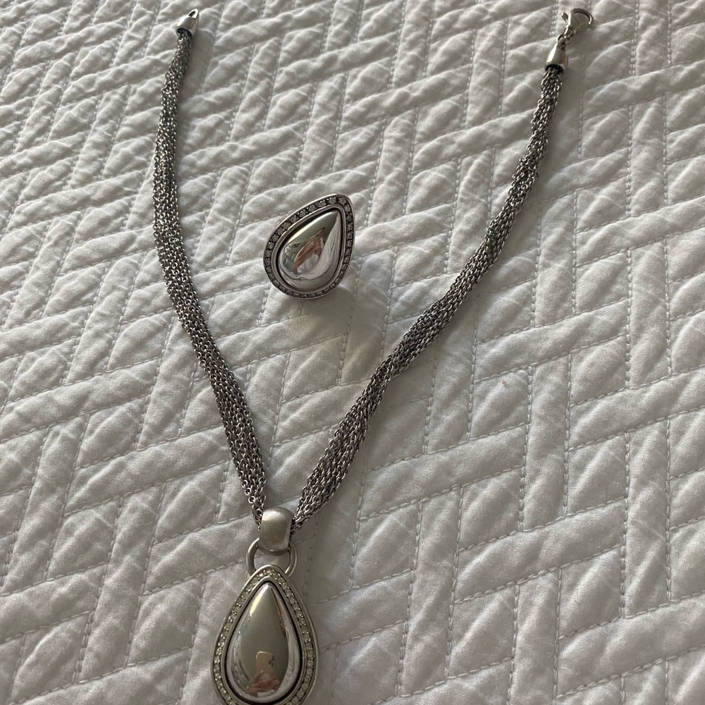 Silver necklace and ring set